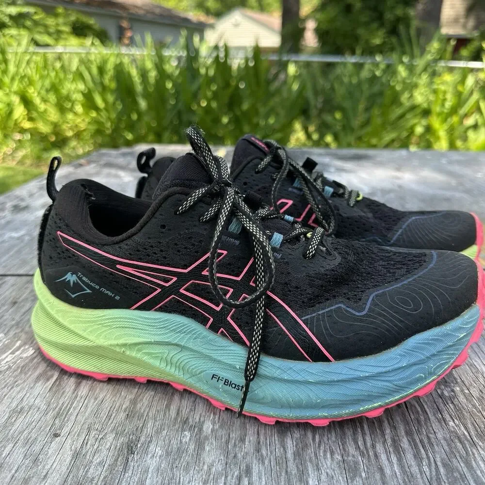 ASICS Trabuco Max 2 Trail Running Shoes Black Hot Pink Women's 9 No Insoles 875